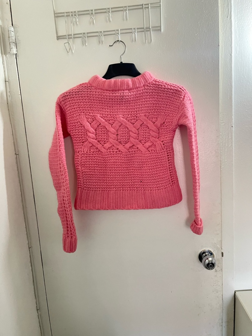 Banana Republic Bright Pink Cable-Knit Crewneck Sweater - Picture 6 of 6